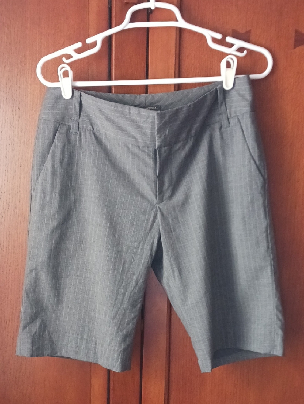 Banana Republic Gray Pinstripe Bermuda Shorts